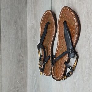 Sam Edelman Women Gigi T Strap Leather Sandals Flats Shoes Sz 7M